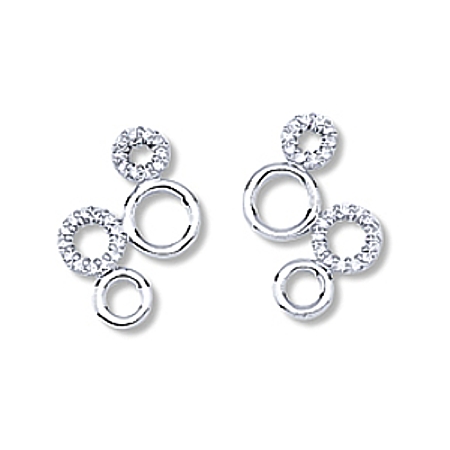 Four Circles CZ & Shiny Earrings - Click Image to Close
